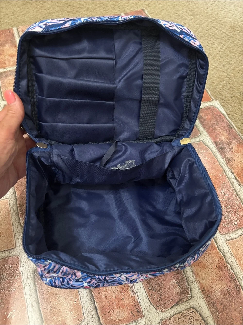 Simply Southern Pink & Blue Quilted Floral Cosmetic Case new with tags